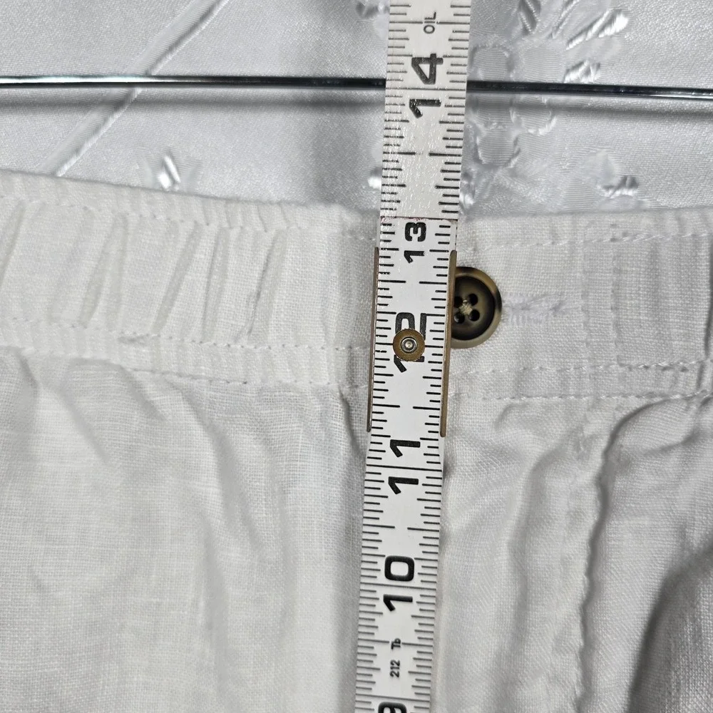 28 Palms White 100% Linen Pants Men XXL Flat Front Elastic Waist Casual Trousers